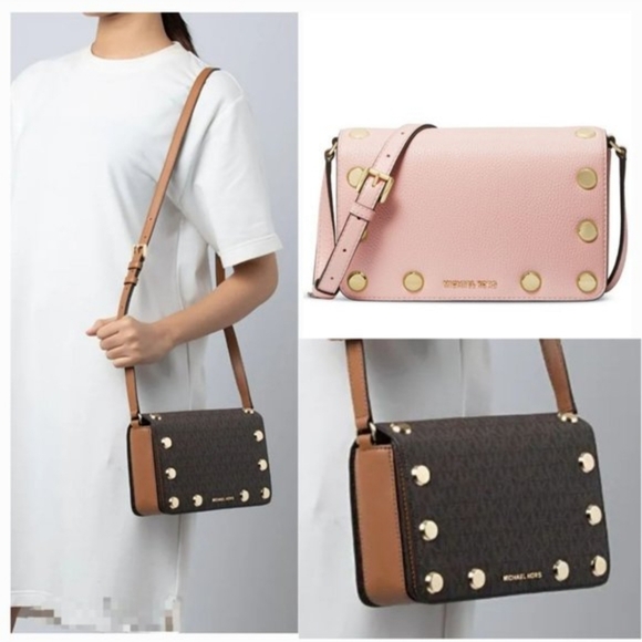 'MICHAEL KORS' 'HOLLY' LEATHER STUDDED CROSSBODY BAGw/MK DUST BAG 2-PIECE SET - Picture 14 of 16